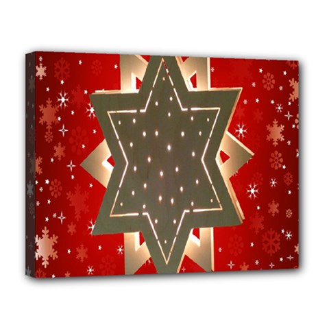 Star Wood Star Illuminated Canvas 14  X 11  by Nexatart