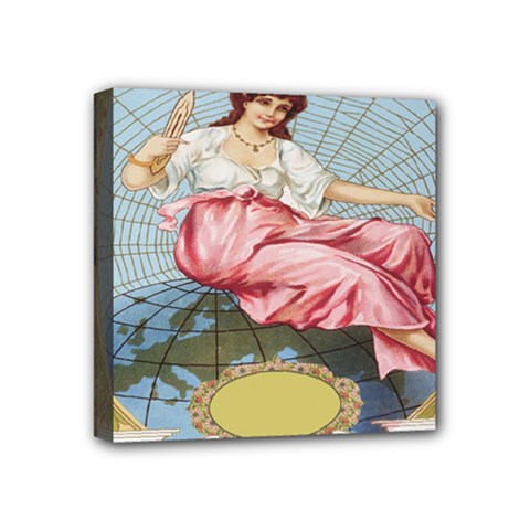 Vintage Art Collage Lady Fabrics Mini Canvas 4  X 4  by Nexatart