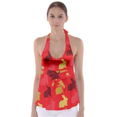Hare Easter Pattern Animals Babydoll Tankini Top by Amaryn4rt