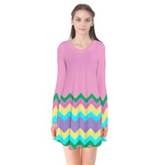 Easter Chevron Pattern Stripes Flare Dress by Amaryn4rt