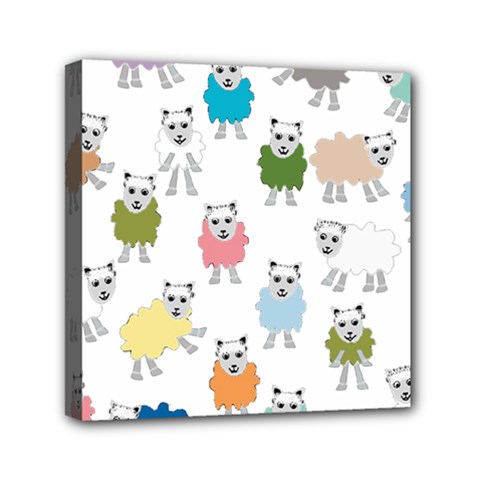 Sheep Cartoon Colorful Mini Canvas 6  X 6  by Amaryn4rt