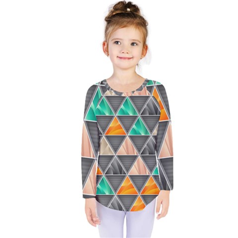 Abstract Geometric Triangle Shape Kids  Long Sleeve Tee by Amaryn4rt