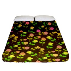 Flowers Roses Floral Flowery Fitted Sheet (queen Size) by Amaryn4rt