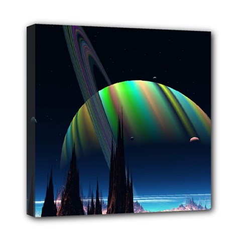 Planets In Space Stars Mini Canvas 8  X 8  by Amaryn4rt