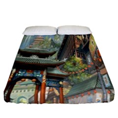 Japanese Art Painting Fantasy Fitted Sheet (queen Size) by Amaryn4rt