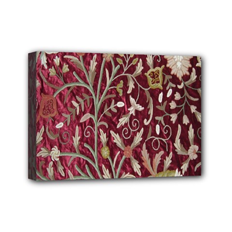 Crewel Fabric Tree Of Life Maroon Mini Canvas 7  X 5  by Amaryn4rt