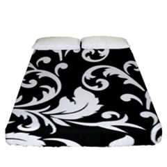 Vector Classical Traditional Black And White Floral Patterns Fitted Sheet (queen Size) by Amaryn4rt