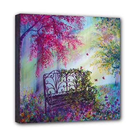 Bench In Spring Forest Mini Canvas 8  X 8  by Amaryn4rt