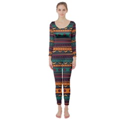 Ethnic Style Tribal Patterns Graphics Vector Long Sleeve Catsuit by Amaryn4rt