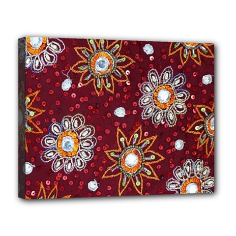 India Traditional Fabric Canvas 14  X 11  by Amaryn4rt
