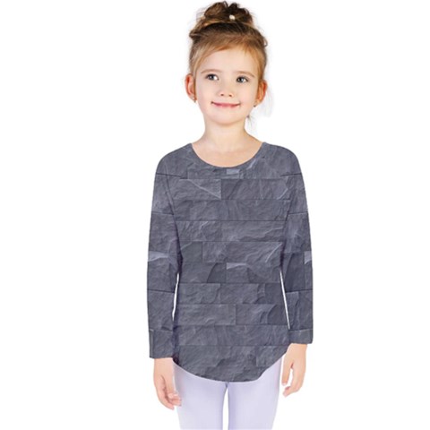Excellent Seamless Slate Stone Floor Texture Kids  Long Sleeve Tee by Amaryn4rt