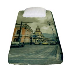 Historic Center Urban Scene At Riobamba City, Ecuador Fitted Sheet (single Size) by dflcprints