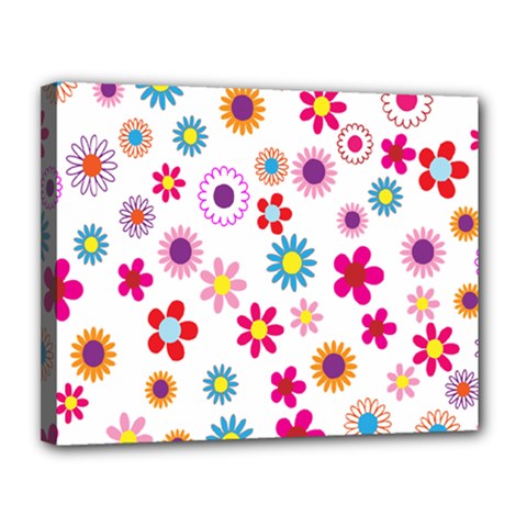 Colorful Floral Flowers Pattern Canvas 14  X 11  by Simbadda