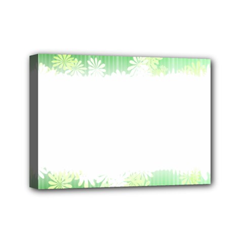 Green Floral Stripe Background Mini Canvas 7  X 5  by Simbadda