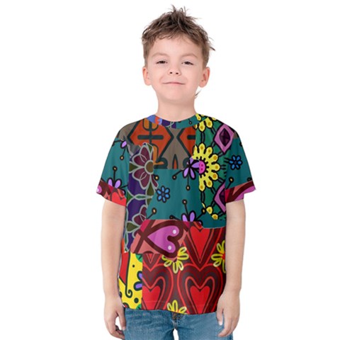 Patchwork Collage Kids  Cotton Tee by Simbadda