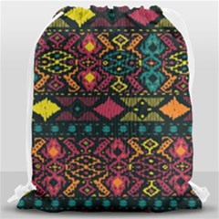 Traditional Art Ethnic Pattern Drawstring Bag (large) by Simbadda
