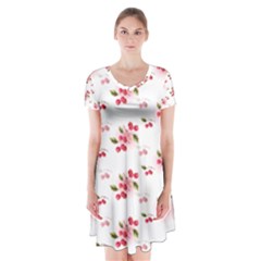 Vintage Cherry Short Sleeve V-neck Flare Dress by boho