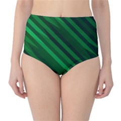 Abstract Blue Stripe Pattern Background High-waist Bikini Bottoms by Simbadda