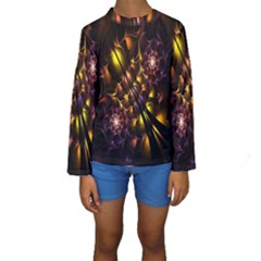 Art Design Image Oily Spirals Texture Kids  Long Sleeve Swimwear by Simbadda