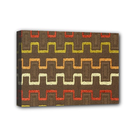 Fabric Texture Vintage Retro 70s Zig Zag Pattern Mini Canvas 7  X 5  by Simbadda
