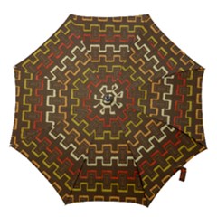 Fabric Texture Vintage Retro 70s Zig Zag Pattern Hook Handle Umbrellas (small) by Simbadda