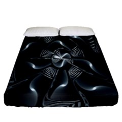 Fractal Disk Texture Black White Spiral Circle Abstract Tech Technologic Fitted Sheet (queen Size) by Simbadda