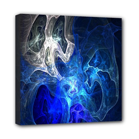 Ghost Fractal Texture Skull Ghostly White Blue Light Abstract Mini Canvas 8  X 8  by Simbadda