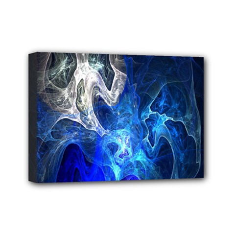 Ghost Fractal Texture Skull Ghostly White Blue Light Abstract Mini Canvas 7  X 5  by Simbadda