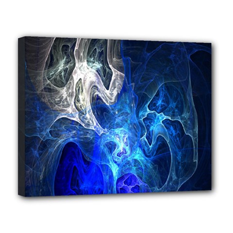 Ghost Fractal Texture Skull Ghostly White Blue Light Abstract Canvas 14  X 11  by Simbadda
