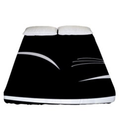 Cat Black Vector Minimalism Fitted Sheet (king Size) by Simbadda