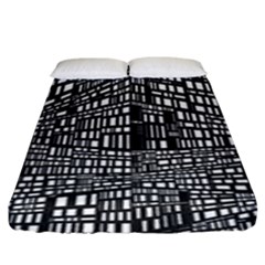 Recursive Subdivision Between 5 Source Lines Screen Black Fitted Sheet (king Size) by Simbadda