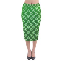 Whatsapp Logo Pattern Velvet Midi Pencil Skirt by Simbadda