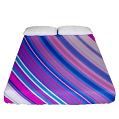 Line Obliquely Pink Fitted Sheet (queen Size) by Simbadda