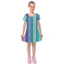Color Stripes Kids  Short Sleeve Velvet Dress View1