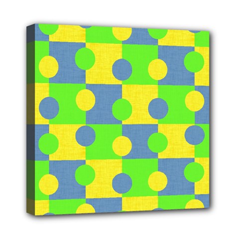 Abric Cotton Bright Blue Lime Mini Canvas 8  X 8  by Simbadda