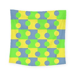 Abric Cotton Bright Blue Lime Square Tapestry (small) by Simbadda