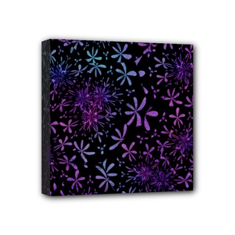 Retro Flower Pattern Design Batik Mini Canvas 4  X 4  by Simbadda