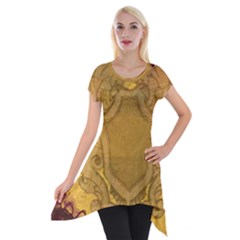 Vintage Scrapbook Old Ancient Retro Pattern Short Sleeve Side Drop Tunic by Simbadda