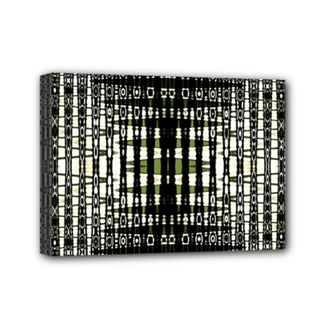 Interwoven Grid Pattern In Green Mini Canvas 7  X 5  by Simbadda