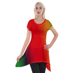 Multi Color Pattern Background Short Sleeve Side Drop Tunic by Simbadda