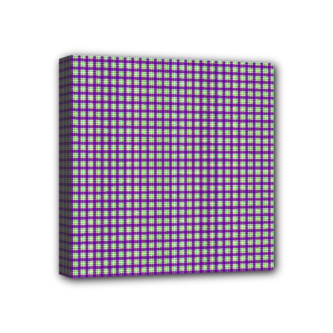 Mardi Gras Purple Plaid Mini Canvas 4  X 4  by PhotoNOLA