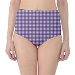Mardi Gras Purple Plaid High-waist Bikini Bottoms by PhotoNOLA