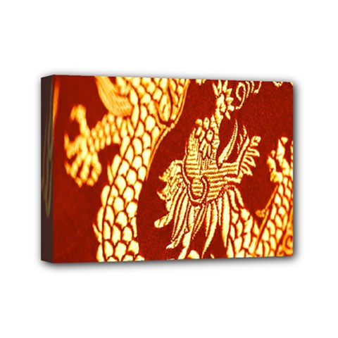 Fabric Pattern Dragon Embroidery Texture Mini Canvas 7  X 5  by Simbadda