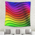 Spectrum Rainbow Background Surface Stripes Texture Waves Square Tapestry (Large) View2