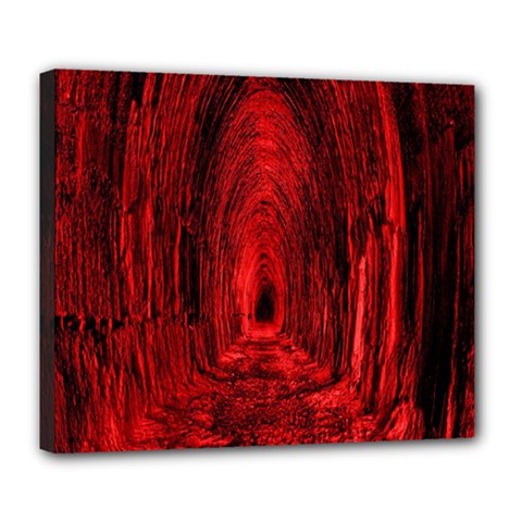 Tunnel Red Black Light Deluxe Canvas 24  X 20   by Simbadda