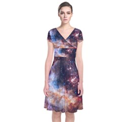 Celestial Fireworks Short Sleeve Front Wrap Dress by SpaceShop