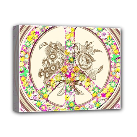 Peace Logo Floral Pattern Deluxe Canvas 14  X 11  by Simbadda