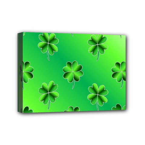 Shamrock Green Pattern Design Mini Canvas 7  X 5  by Simbadda