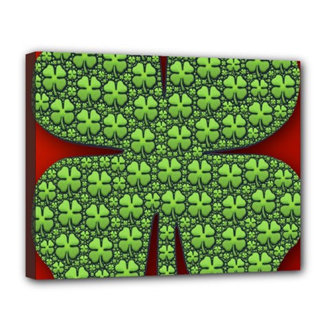 Shamrock Irish Ireland Clover Day Canvas 14  X 11  by Simbadda