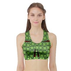 Shamrock Irish Ireland Clover Day Sports Bra With Border by Simbadda